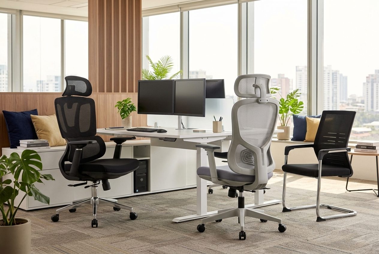 Escritorios y sillas ergonómicas de oficina — mobiliario empresarial mayorista de Leatid
